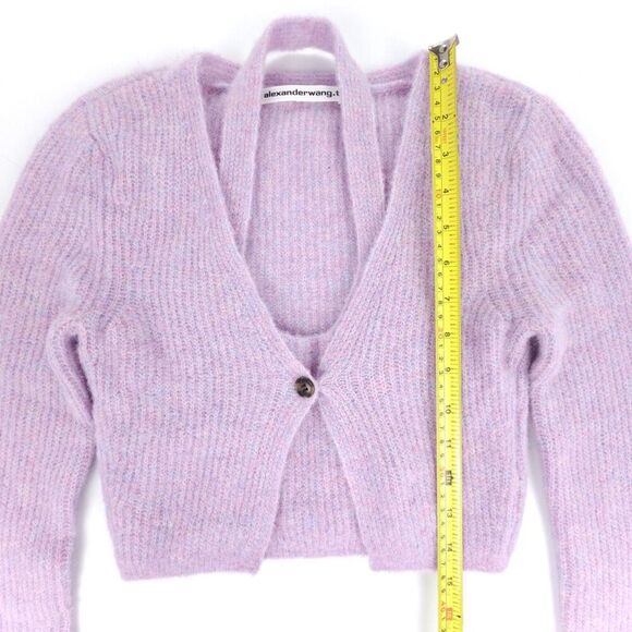 NEW Alexander Wang Twinset Halter Cardigan Pullover Lavender Frost Alpaca Knit - Picture 3 of 8